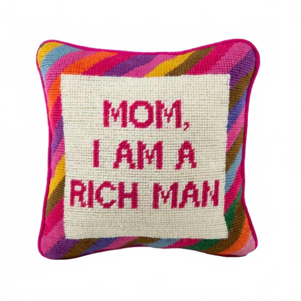 NEW FURBISH STUDIO cher knows best needlepoint pillow in pink